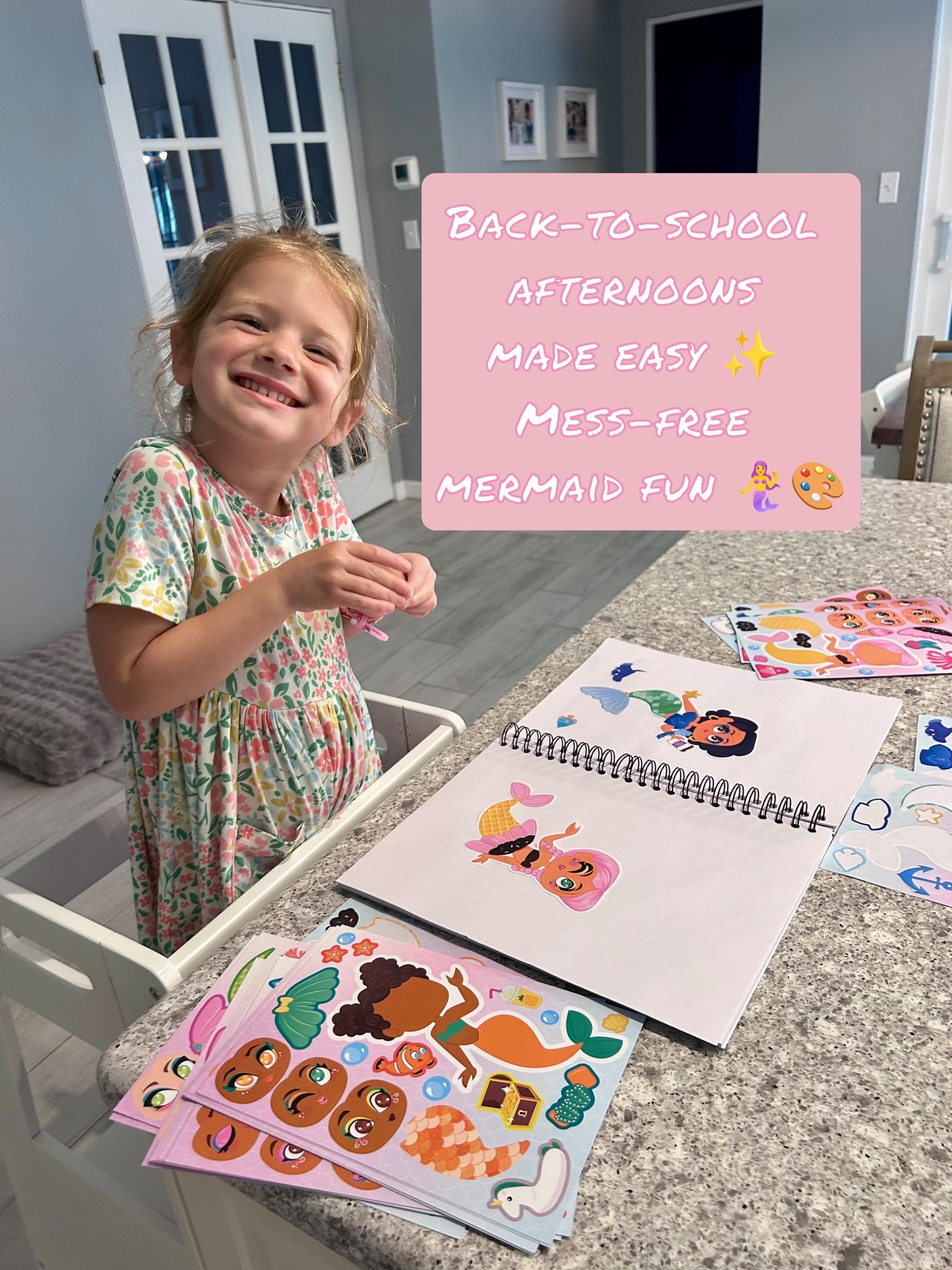 Back-to-school afternoons call for mess-free fun 🙌 These mermaid make-a-face stickers are the sweetest activity — 36 sheets of mix + match mermaid magic 🧜‍♀️✨ Perfect for after-school routines, classroom rewards, goodie bags, or just keeping little hands busy (without the mess!).

Also linked some additional easy at home kids crafts & a few of her favorite stands + seats where she loves to sit and do all her crafts 💕

#LTKHome #LTKKids #LTKFamily