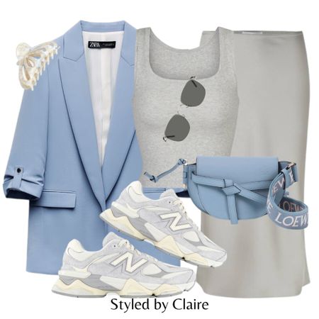 Blue & grey combo🦋
Tags: oversized blazer with half sleeve, new balance 9060, satin skirt, skims cropped tank top, hair claw, Loewe shoulder bag, sunglasses. Fashion summer inspo outfit ideas for date night street style casual everyday look

#LTKstyletip #LTKshoecrush #LTKSeasonal