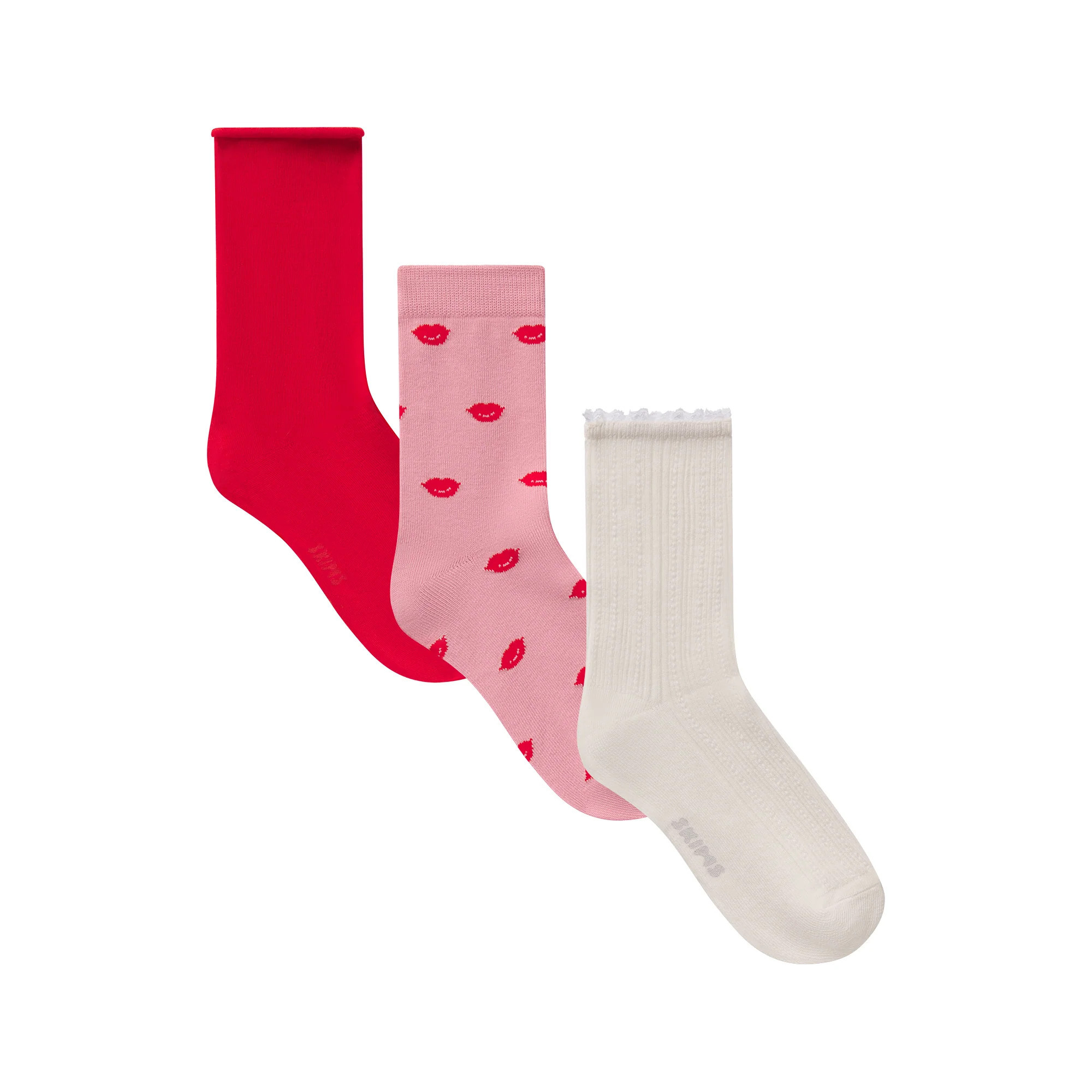 SKIMS Valentines Sock 3-Pack | Pink | 8+ | Socks | SKIMS (US)