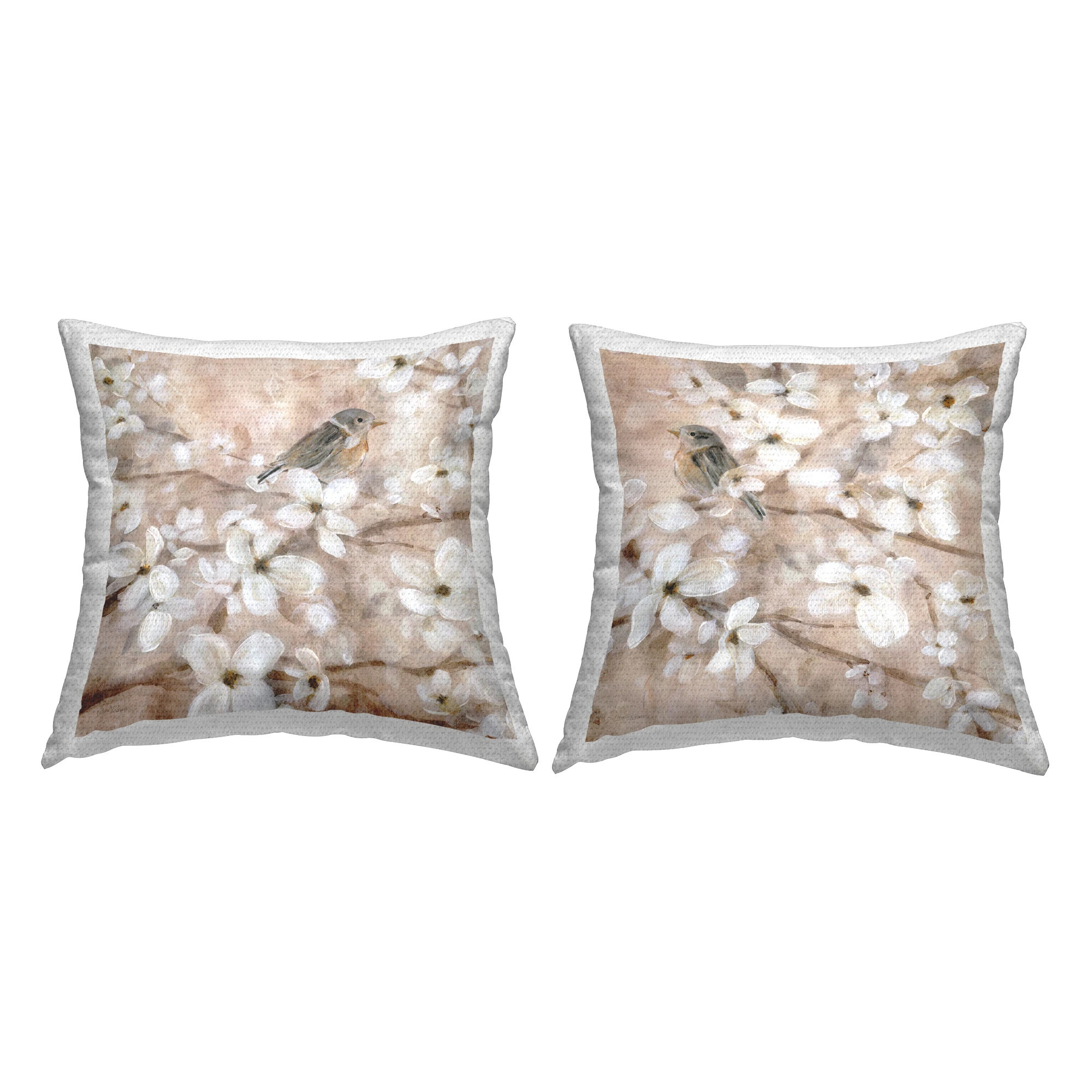 Stupell Birds Among Cherry Blossoms Printed Outdoor Throw Pillow Design by Carol Robinson (Set of 2) | Bed Bath & Beyond
