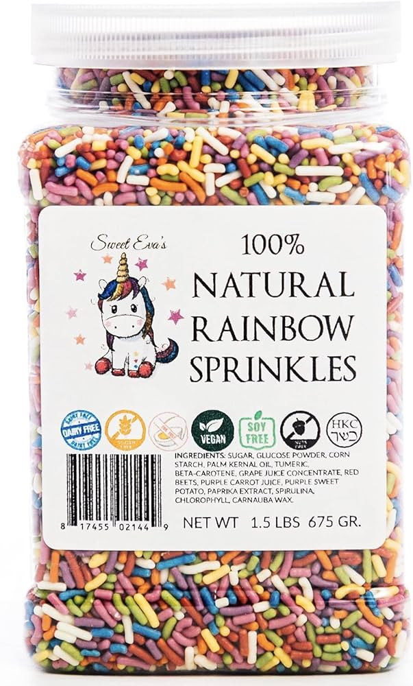 100% NATURAL RAINBOW SPRINKLES - NATURAL COLOR, DAIRY FREE, NUT FREE, GLUTEN FREE, SOY FREE, VEGA... | Amazon (US)
