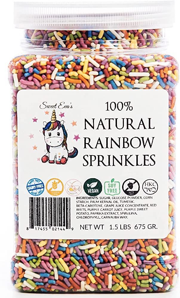 100% NATURAL RAINBOW SPRINKLES - NATURAL COLOR, DAIRY FREE, NUT FREE, GLUTEN FREE, SOY FREE, VEGA... | Amazon (US)