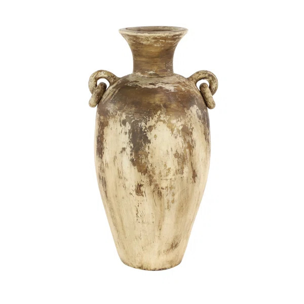 Argiri Beige 28'' Terracotta Floor Vase | Wayfair North America