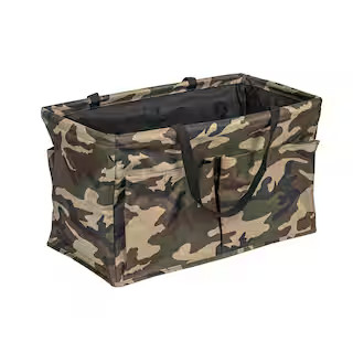 HOUSEHOLD ESSENTIALS Camo Canvas with Vinyl Lining Tote Bag with 4-Pockets and Handles HE1131 - T... | The Home Depot