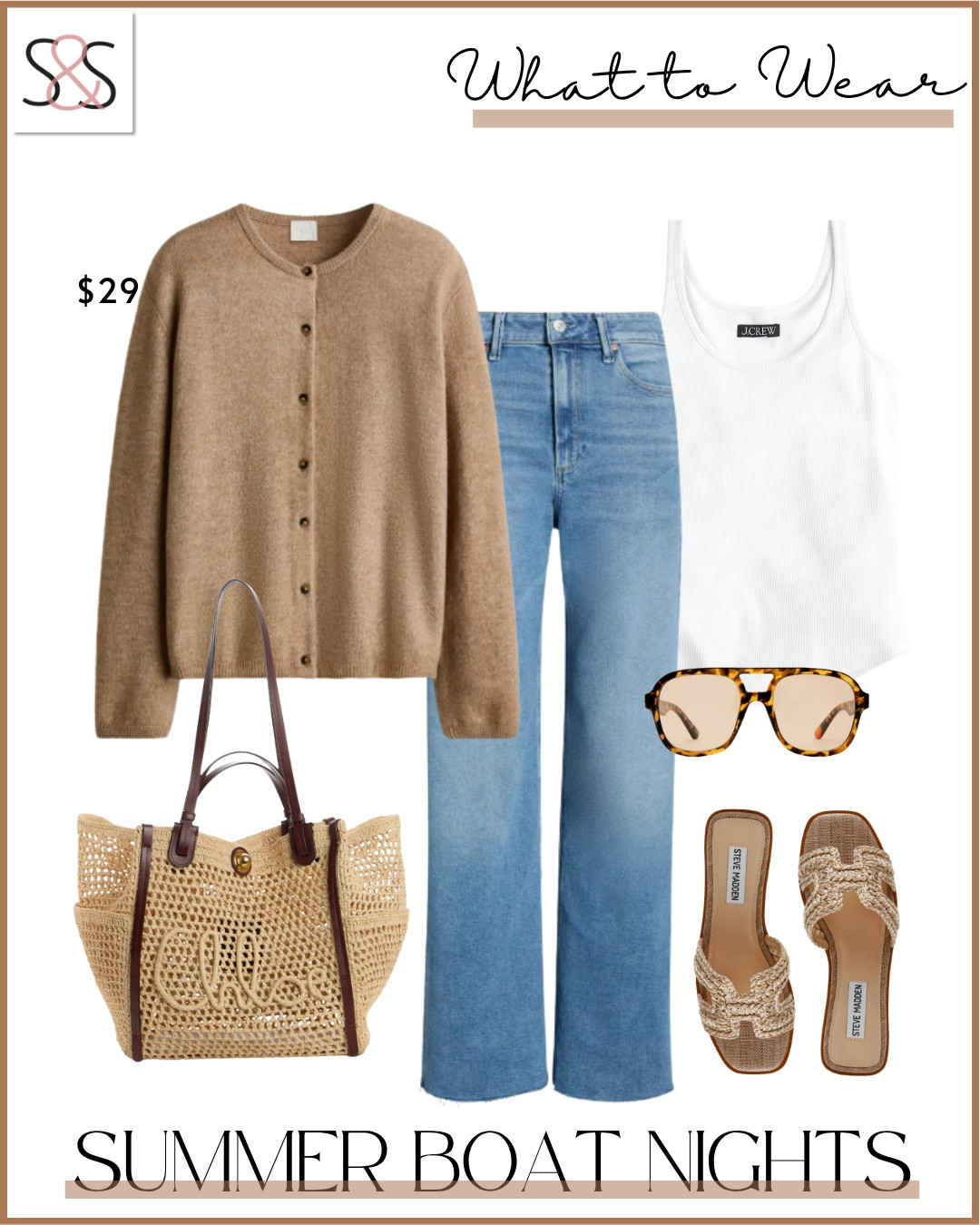 I've been wearing this cardigan nonstop because it's somehow both cozy and polished enough for dinner dates.

summer cardigan, boat outfit, casual dinner outfit, brown cardigan, wide leg jeans, woven bag, neutral outfit, summer nights outfit, casual chic style, comfortable cardigan, versatile cardigan, summer evening wear, relaxed fit cardigan, casual date night outfit

#LTKWorkwear #LTKOver40 #LTKSeasonal