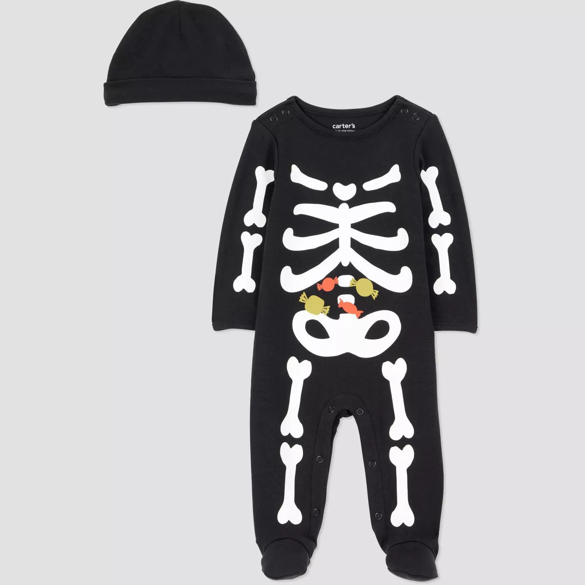 Carter's Just One You® Baby 2pc Halloween Skeleton Sleep N' Play with Hat - Black | Target