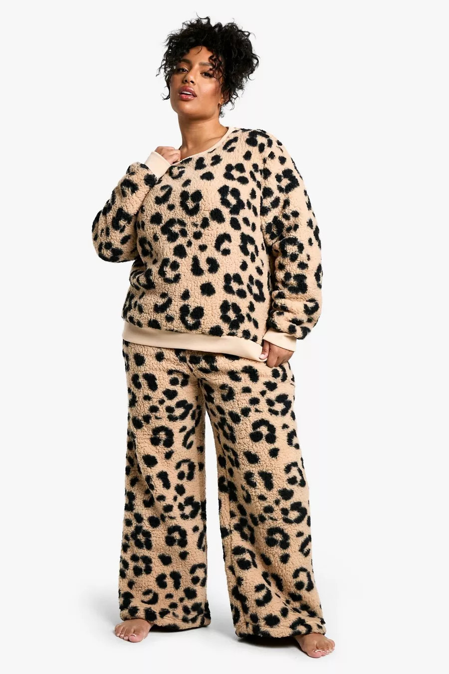 Plus Leopard Jumper And Wide Leg Lounge Set | boohoo (US & Canada)