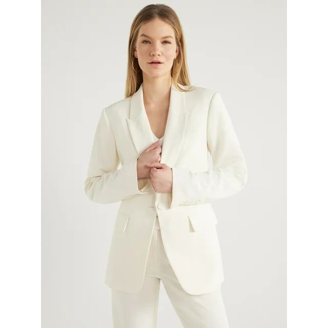 Scoop Women's Ultimate One Button Crepe Suit Blazer, Sizes XS-XXL | Walmart (US)