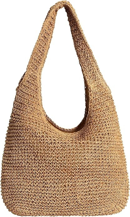 Woven Tote Bag for Women - Rattan Beach Bag with Straw Details | Amazon (US)