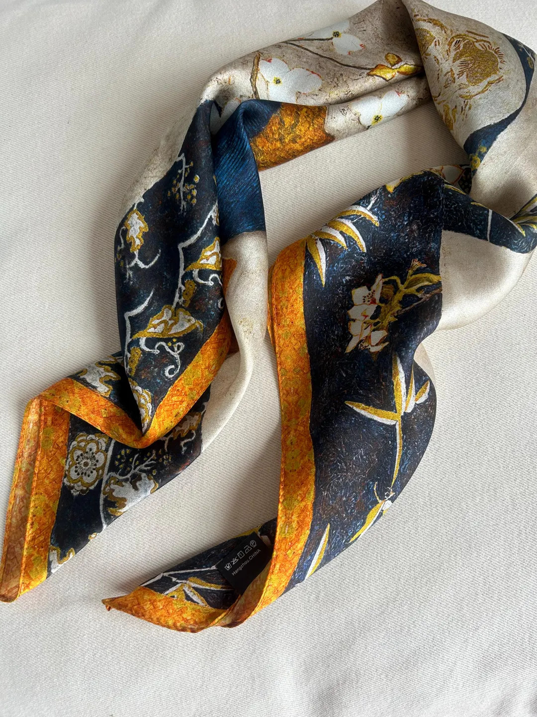 100% Natural Mulberry Silk 26" x 26" Medium Square Scarf Ancient Vases Vintage Style Vibrant Silk... | Etsy (US)