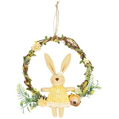 Northlight Bunny with Flowers Artificial Mini Easter Twig Wreath - 10" | Target
