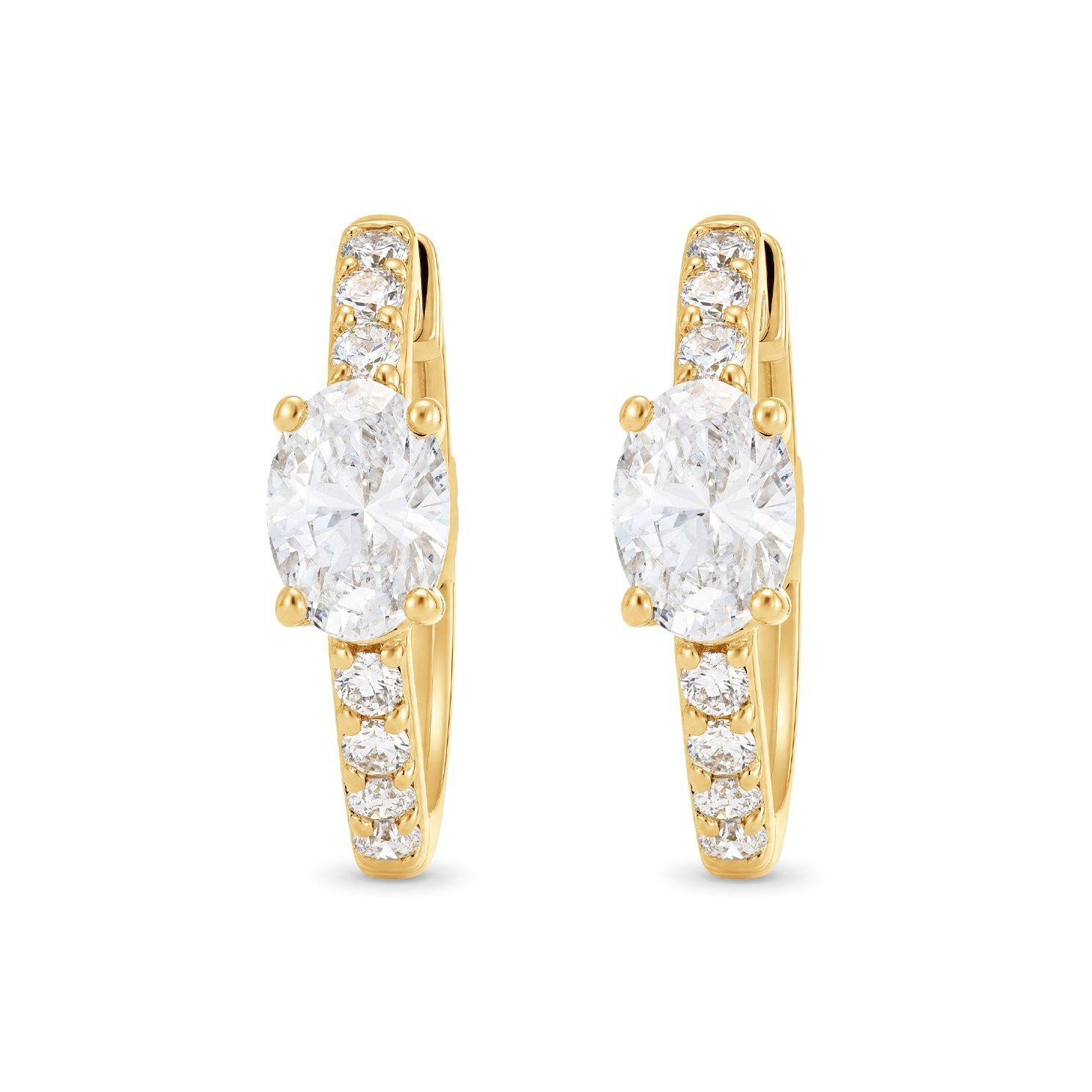 9ct Yellow Gold Oval Shaped Lab Grown Diamond Huggie Hoop Earrings | Beaverbrooks