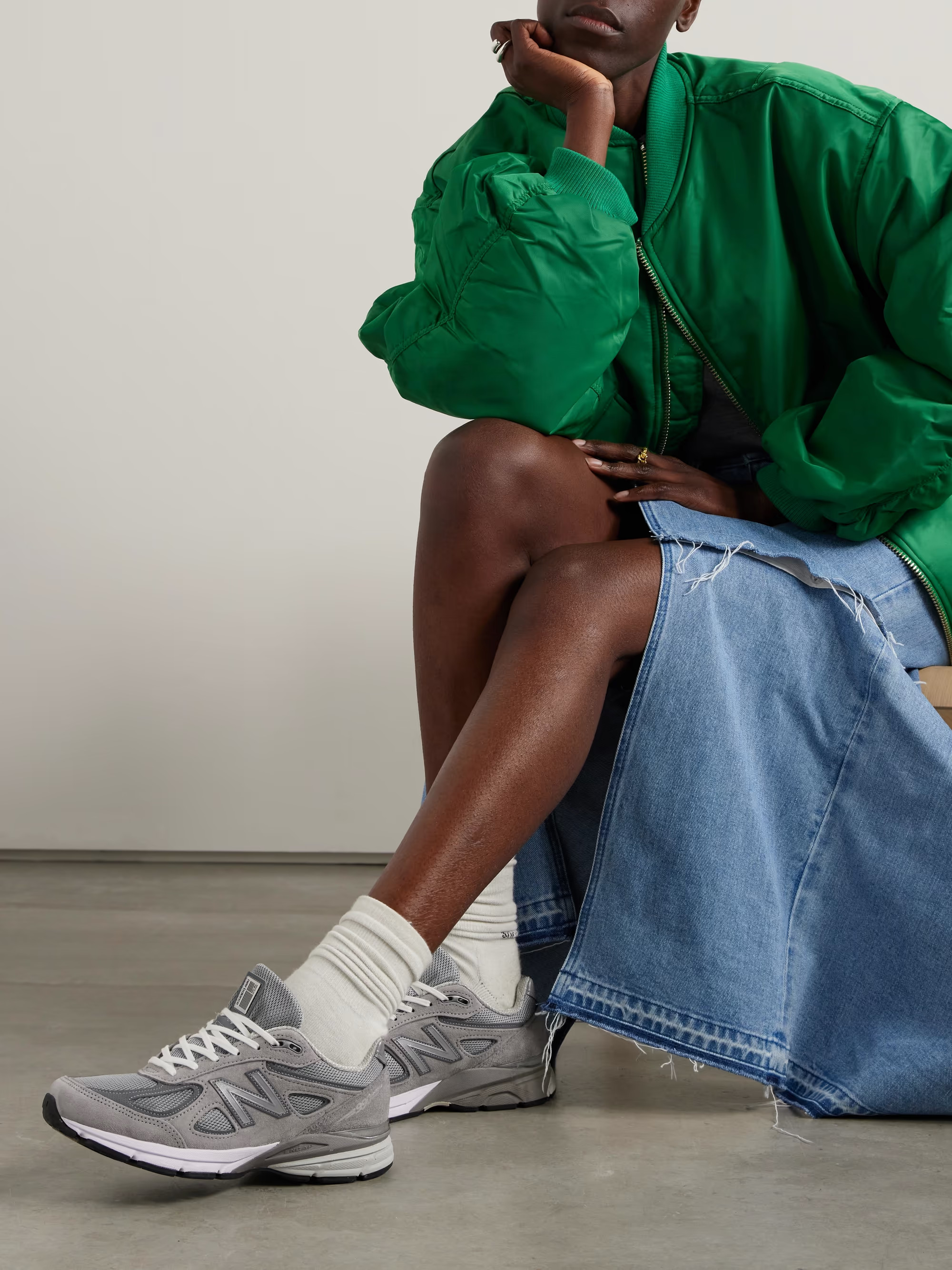 990v4 leather-trimmed suede and mesh sneakers | NET-A-PORTER (US)