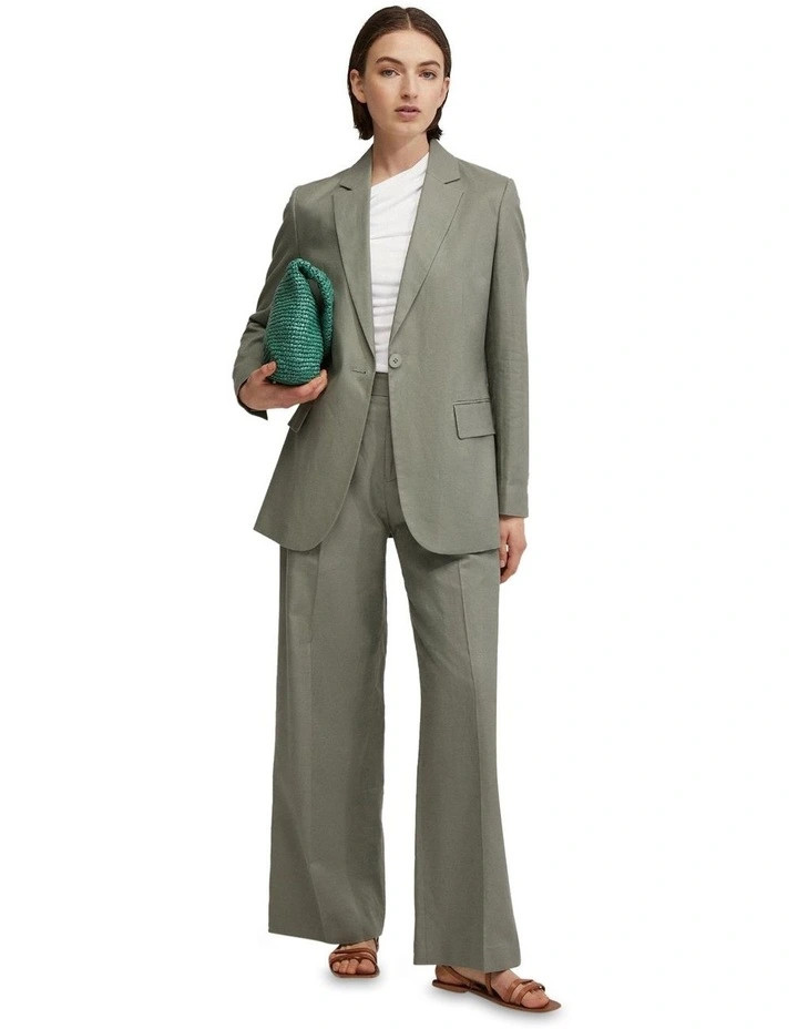 OxfordWillow Linen Blend Jacket in Olive | Myer