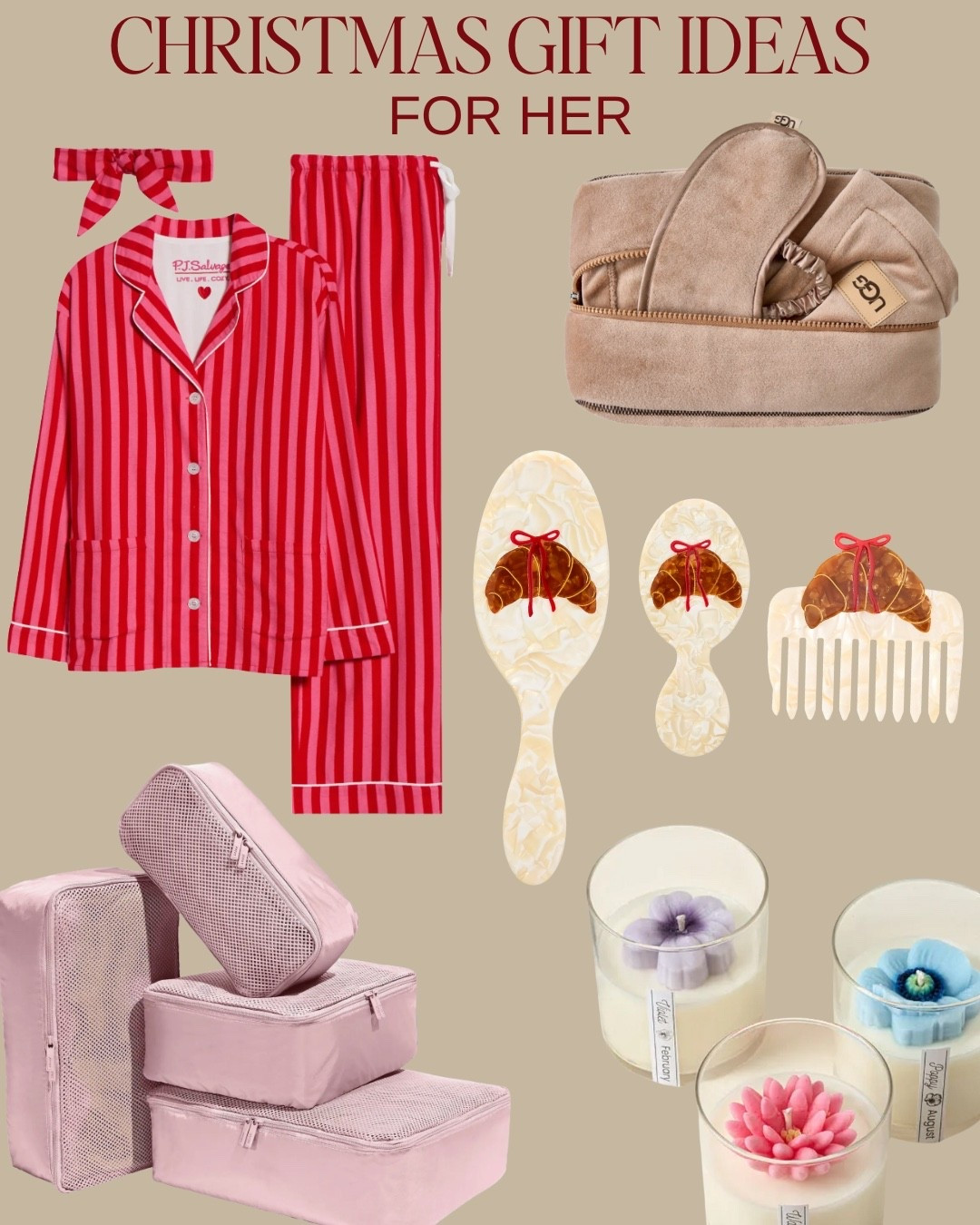 Gifts for her🎀🥐🎁

#christmas #christmasgifts #giftguide #giftsforher #nordstrom #uncommongoods #giftideas #packingcubes #hairbrush #candles #pajamas #pjs #travel 

#LTKCyberWeek #LTKselfcare #LTKGiftGuide