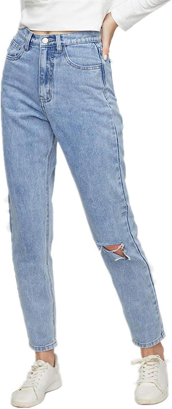 Sorrica Women's Juniors Boyfriend Jean Straight-Leg Mom Denim Pants | Amazon (US)