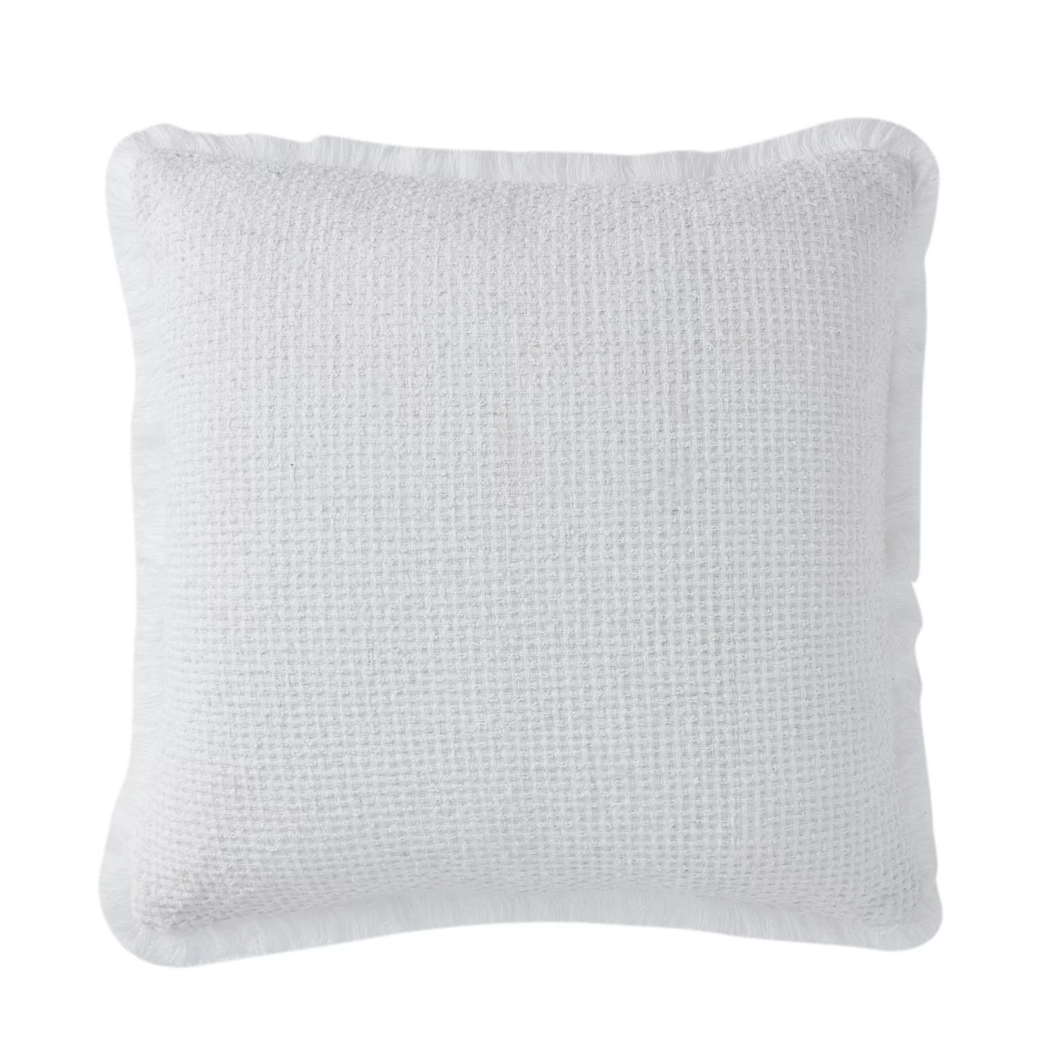 My Texas House Sabine Woven Fringe Square Decorative Pillow Cover, 20" x 20", Bright White | Walmart (US)