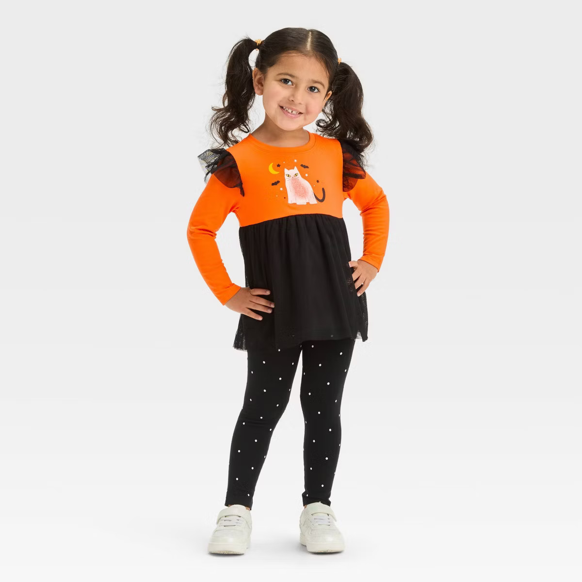 Toddler Girls' Halloween Long Sleeve Cat Set - Cat & Jack™ Orange | Target