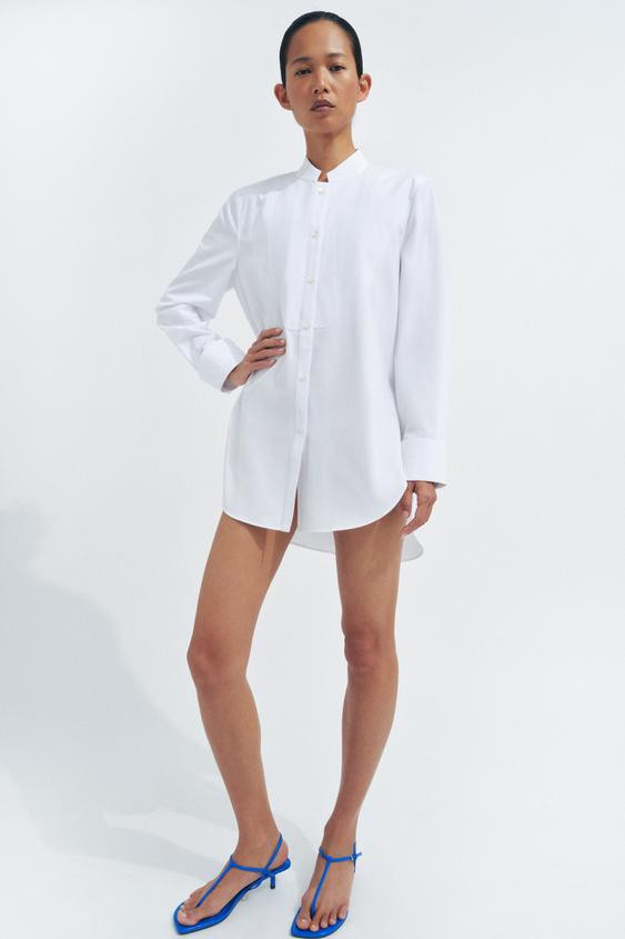 ZW COLLECTION POPLIN SHIRT WITH BIB DETAIL | Zara UK