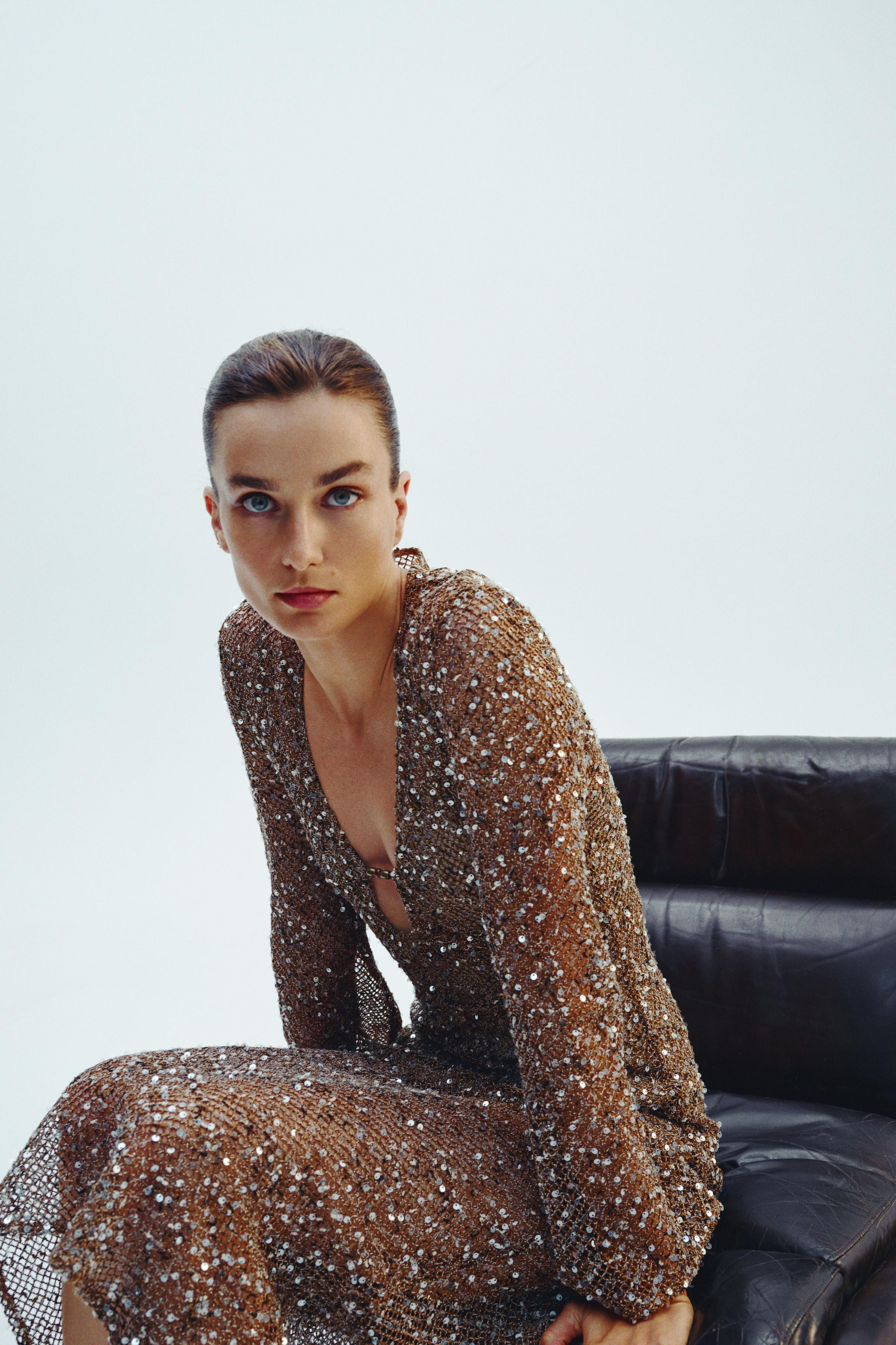 MIDI-KLEID MIT PAILLETTEN | Zara DE