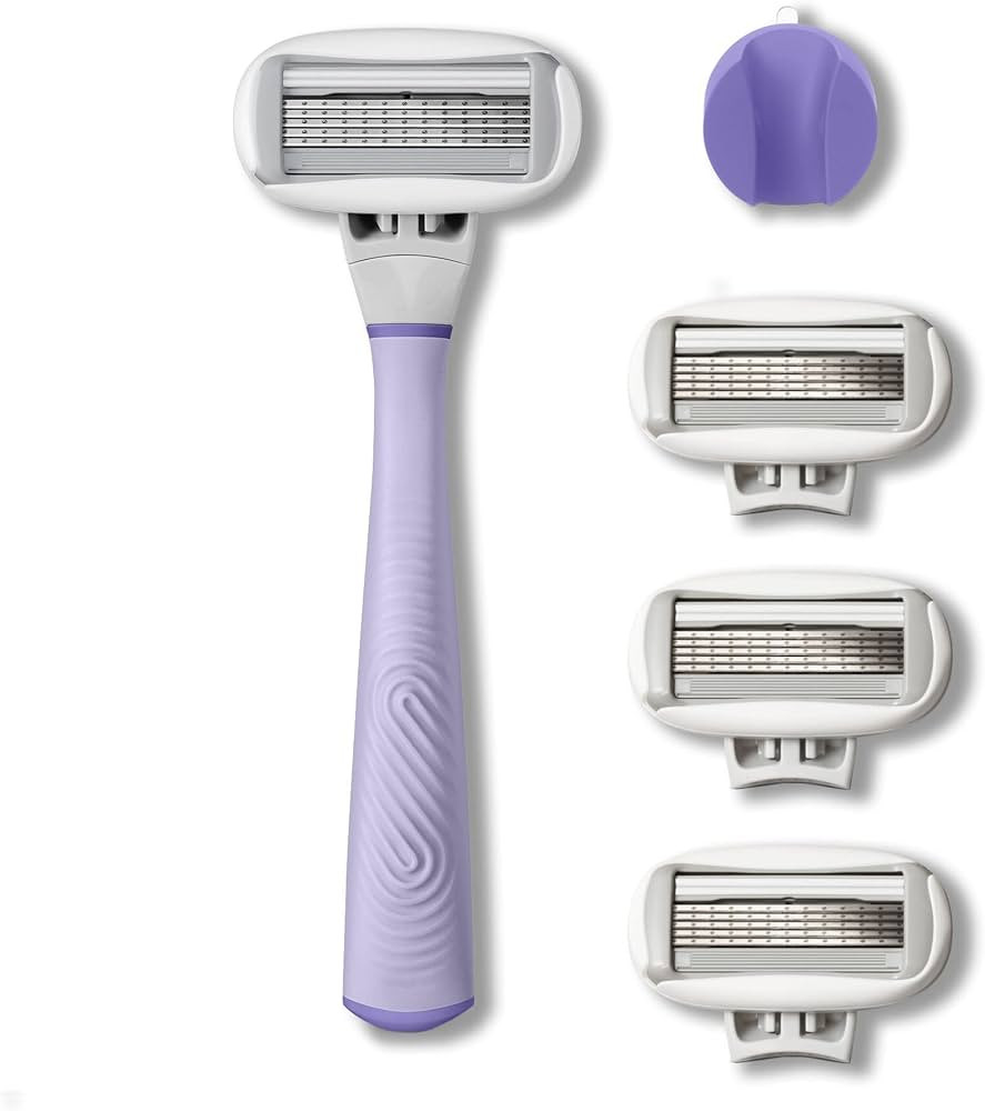 FLAMINGO 5-Blade Razors for Women - 1 Razor Handle + 4 5-Blade Refills + 1 Shower Holder - Lilac | Amazon (US)