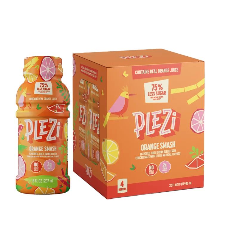 PLEZi Orange Smash Flavored Drink 8oz 4pk | Walmart (US)