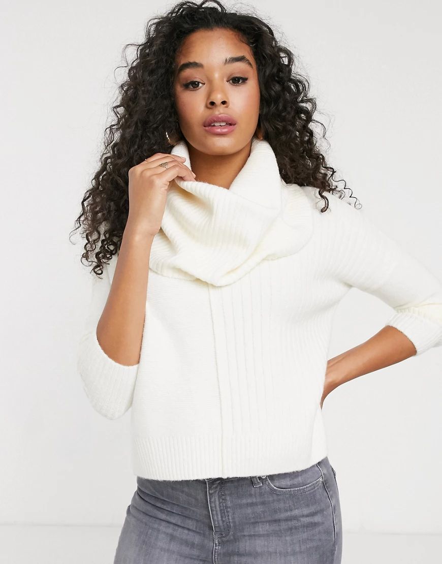 Miss Selfridge sweater with cowl neck in cream | ASOS (Global)