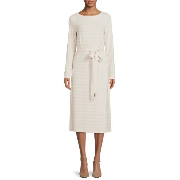 Time and Tru Women's Hacci Dress with Long Sleeves - Walmart.com | Walmart (US)