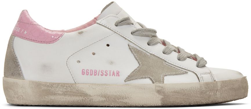 SSENSE Exclusive White & Pink Cracked Superstar Sneakers | SSENSE