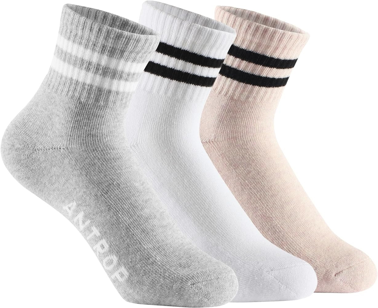 Antrop WoMen Quarter Crew Cotton Heel Tab Athletic Running Cushion Socks (3 Pairs) | Amazon (US)