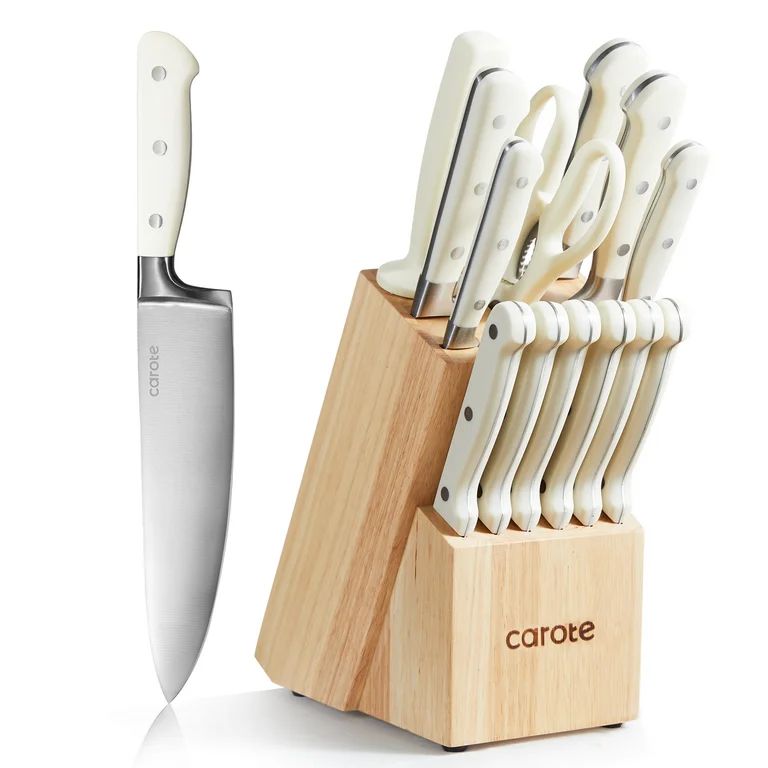 CAROTE 14 Pieces Knife Set with Wooden Block Stainless Steel Knives Dishwasher Safe with Sharp Bl... | Walmart (US)