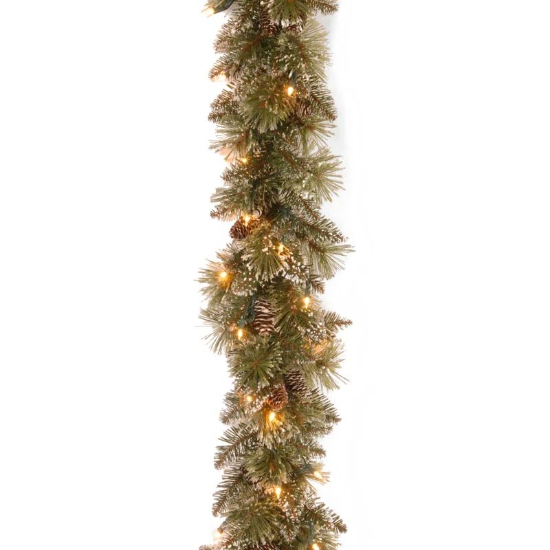 Glittery Bristle 108'' in. Lighted Faux Garland | Wayfair North America