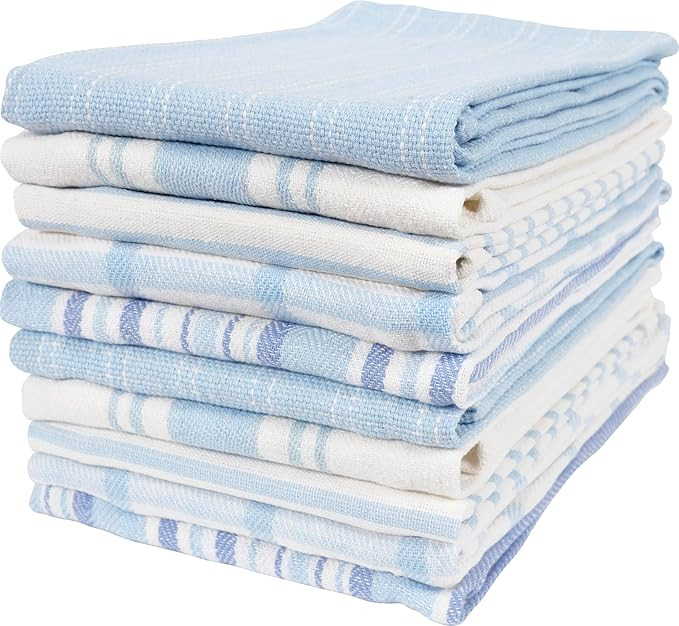 KAF Home Assorted Flat Kitchen Towels - Set of 10, 18 x 28 Inch (Sky) | Amazon (US)
