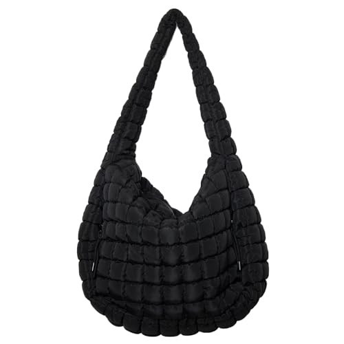 KATYDID Oversized Quilted Tote Bag - Large Carryall Puffer Bag - Spacious Nylon Hobo Bag - Quilted Crossbody Bags For Women (Black) | Amazon (US)
