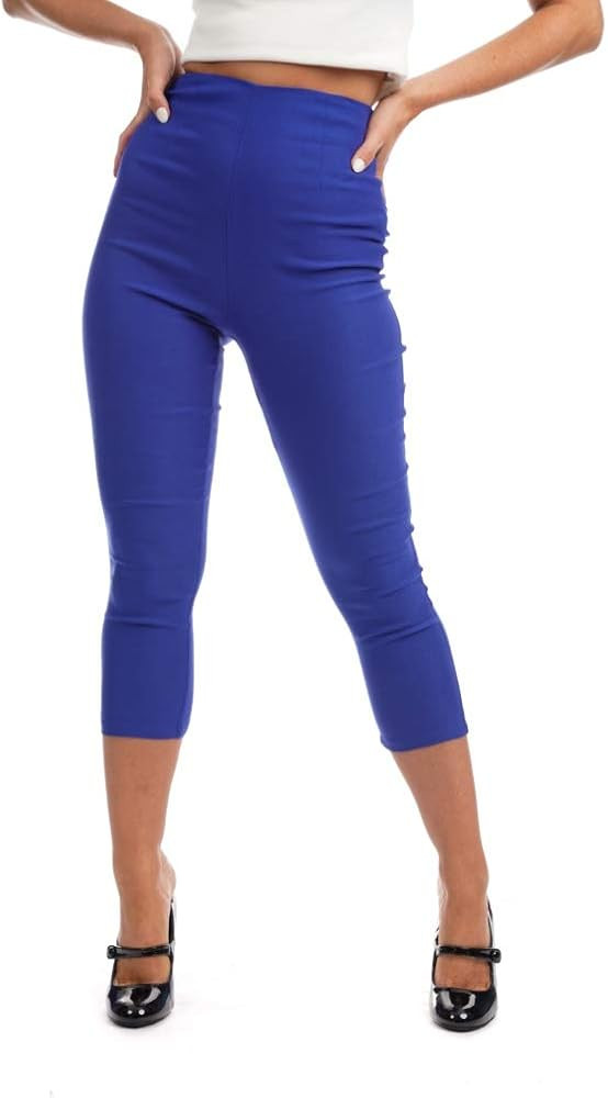 Ro Rox Ella Capri Pants - 1950s Vintage Style Women’s Trousers - High Waist - Zipper & Slits on... | Amazon (US)