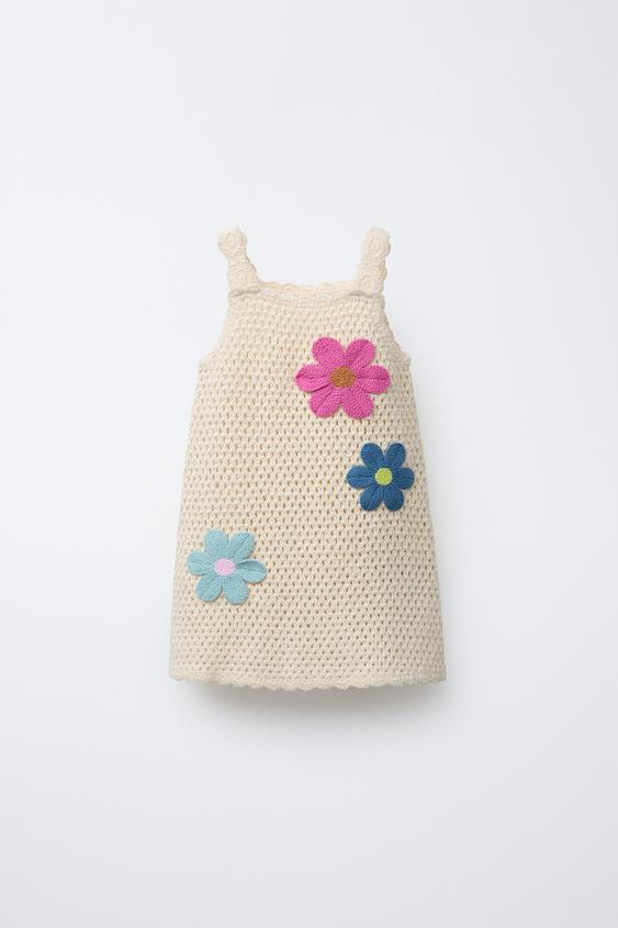 FLORAL CROCHET KNIT DRESS | Zara US
