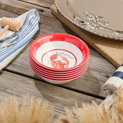 Serve Coastal Charm: Beach House Lobster Melamine All-Purpose Bowls – Set of 6, 22 oz., Durable, Shatterproof, Lightweight & Dishwasher-Safe | Wayfair North America