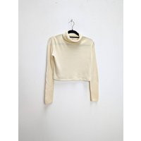 White Turtleneck Crop Top Vintage Rollneck Cropped Jumper Thin Knit Sweater L | Etsy (US)