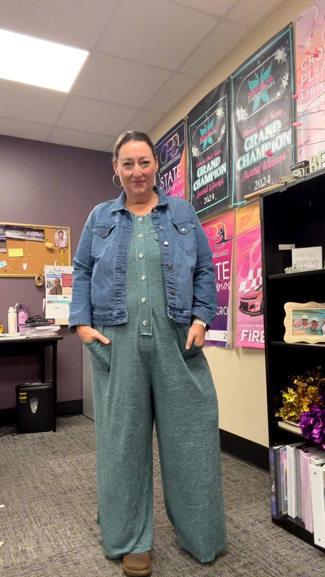 Bloomchic jumpsuit XL
Walmart Mules 
Kohls denim jacket XL

#LTKootd #LTKOver40 #LTKMidsize