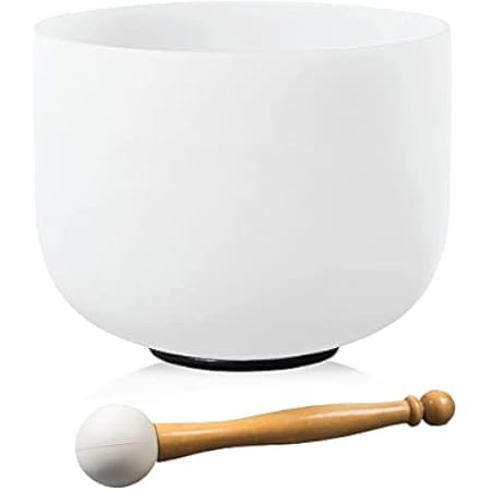 CVNC 8 Inch F Note Heart Chakra Frosted Quartz Crystal Singing Bowl Free Mallet and O-ring For Sound | Amazon (US)