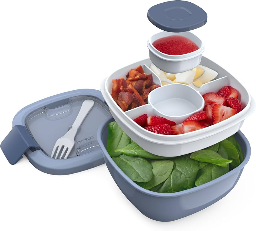 Bentgo All-in-One Salad Container - Large Salad Bowl, Bento Box Tray, Leak-Proof Sauce Container,... | Amazon (US)
