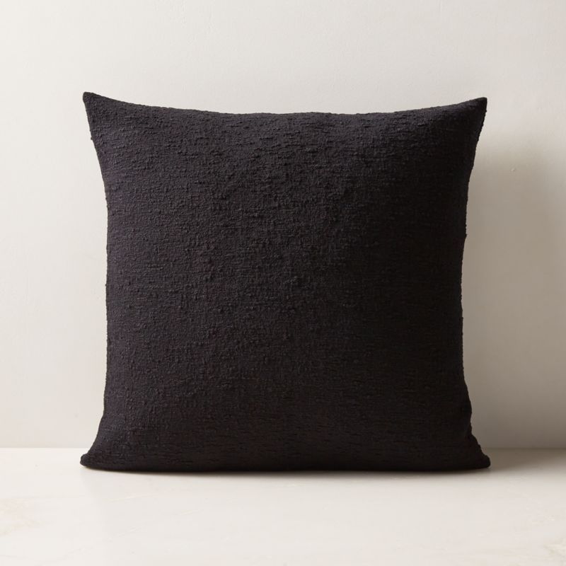 Black Boucle Throw Pillow with Feather-Down Insert 18'' + Reviews | CB2 | CB2