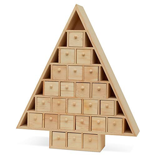 Christmas Tree Wooden Advent Calendar 15 x 13 Inch, Pack of 1 Christmas Advent Calendar With 24 Empty Drawers for DIY, by Woodpeckers | Amazon (US)