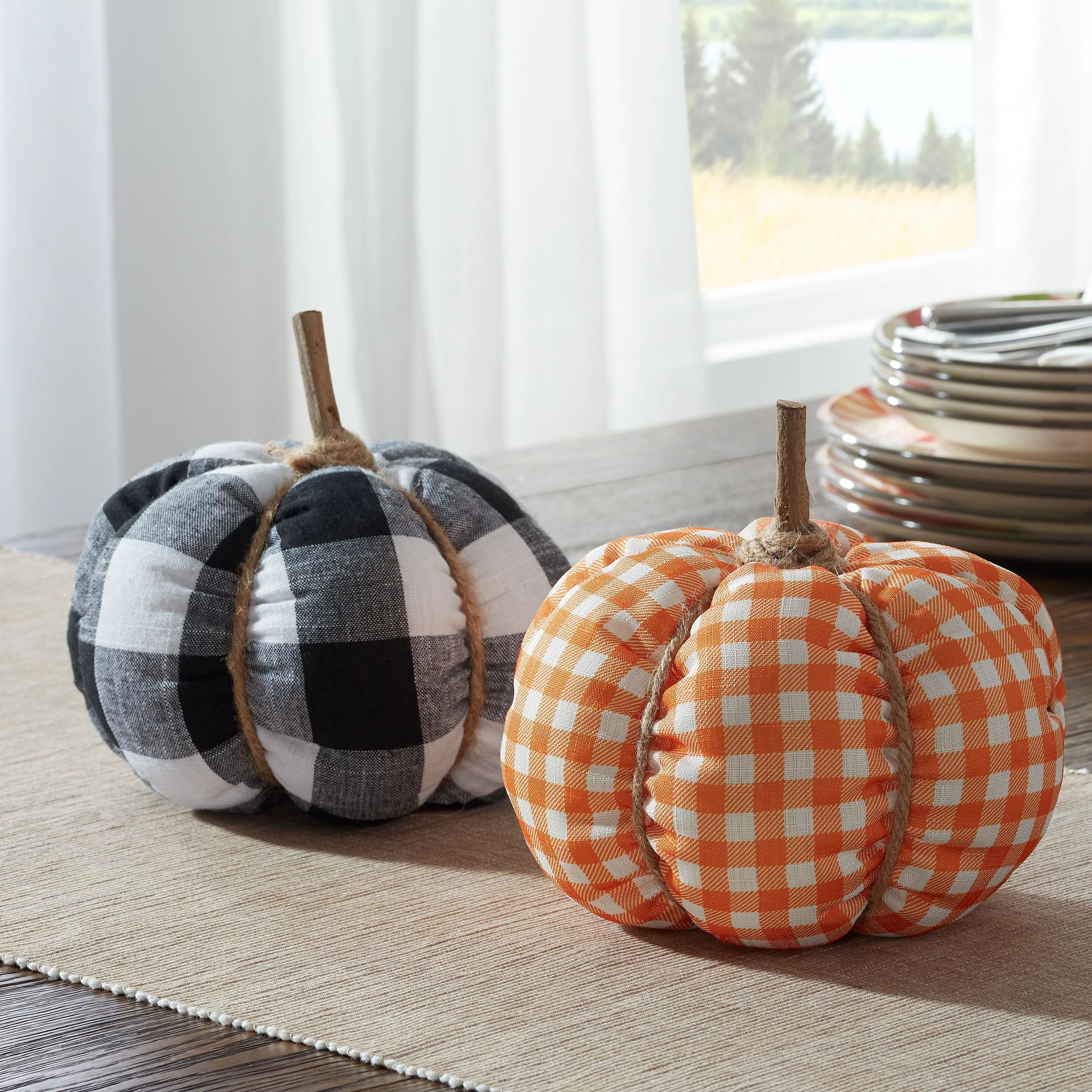 Way To Celebrate Plaid Fabric Pumpkins, 2 Count | Walmart (US)