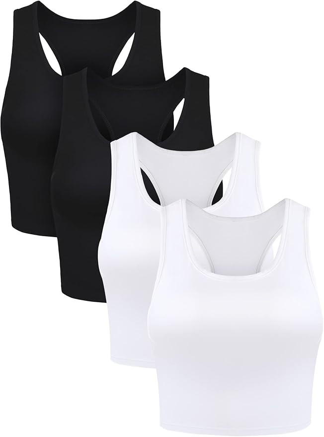 Boao 4 Pieces Basic Crop Tank Tops Sleeveless Racerback Crop Top for Women | Amazon (US)