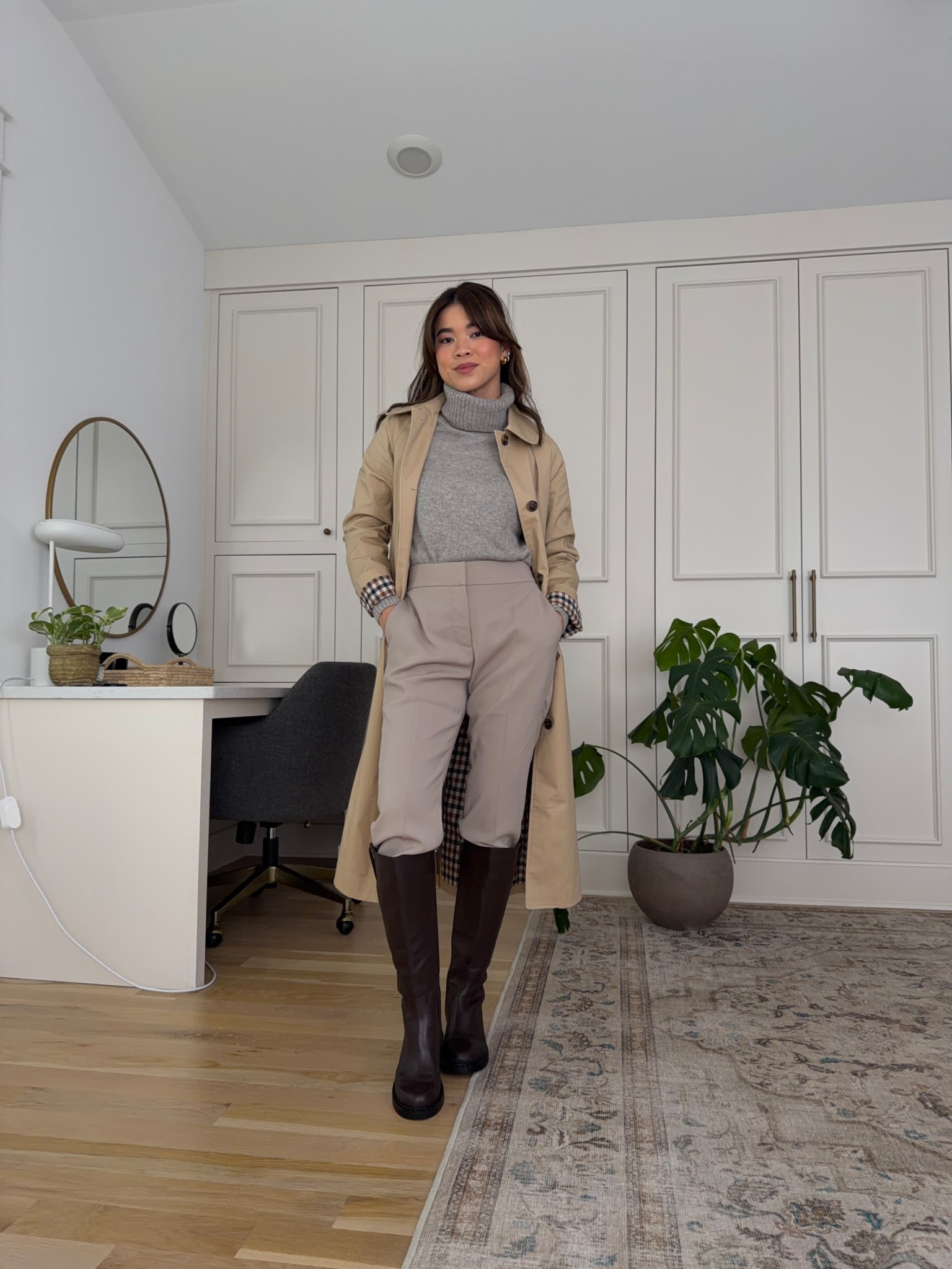 Sizing info: Sweater: XS in Warm Heather Grey, Pants: Size 0 in Morel Grey, Coat: XS in Light Kahki! petite fashion, get dressed with me, outfit inspiration, ootd, nashville outfit, Nashville influencer, petite style, vacation style, casual outfits, mom style, petite pants, winter dress, winter outfit, winter pants, winter outfit inpso, winter outfit idea, winter top, fall top, fall style, winter style, winter sweater, autumn sweater, cozy sweater, cold weather sweater, cold weather outfit, fall jeans, fall jacket, jacket, winter jacket, winter coat, Quince, Tall boots, Winter boots 

 

#LTKGiftGuide #LTKstorytime #LTKPetite