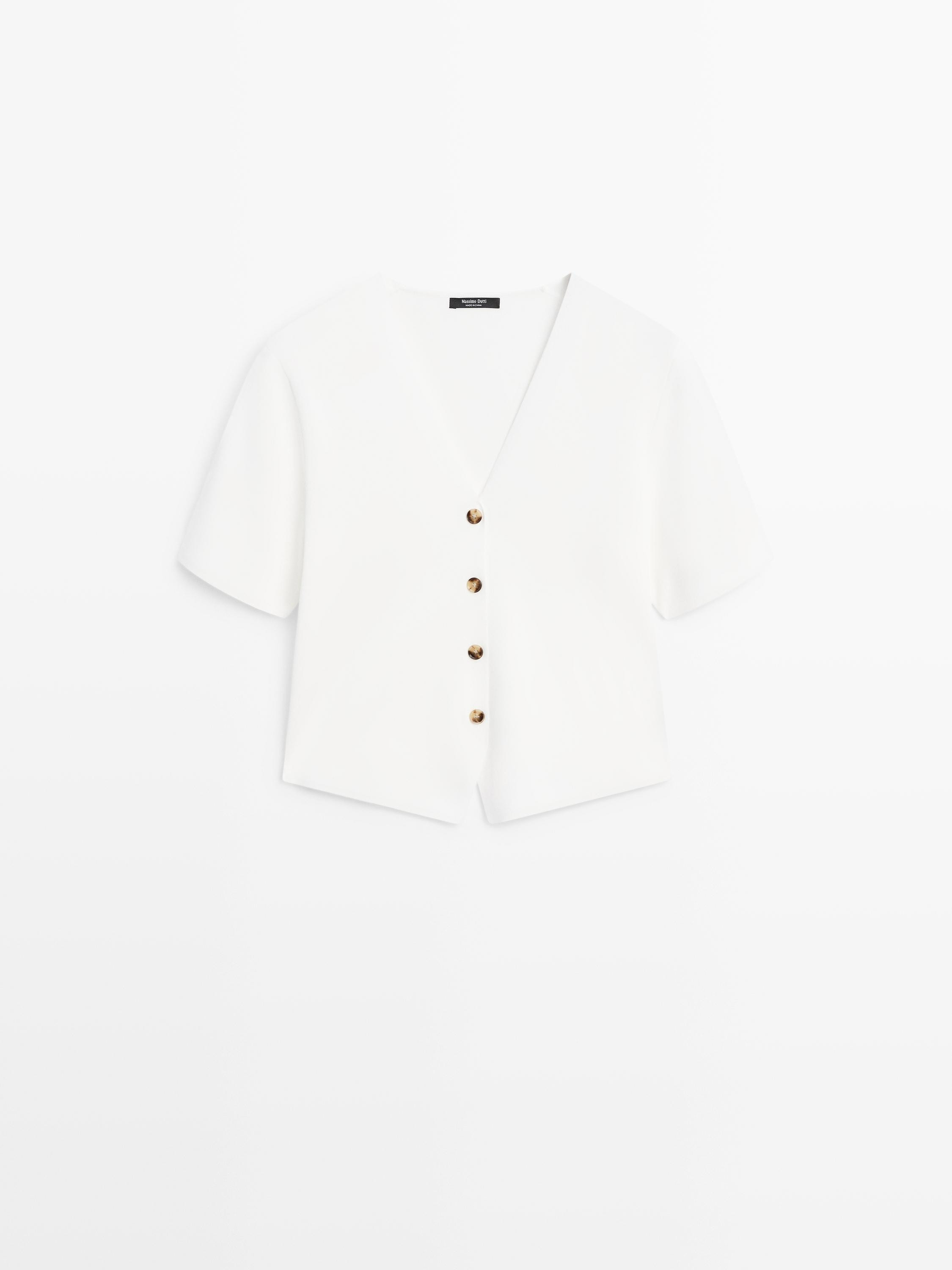 Short sleeve cardigan with button details | Massimo Dutti UK