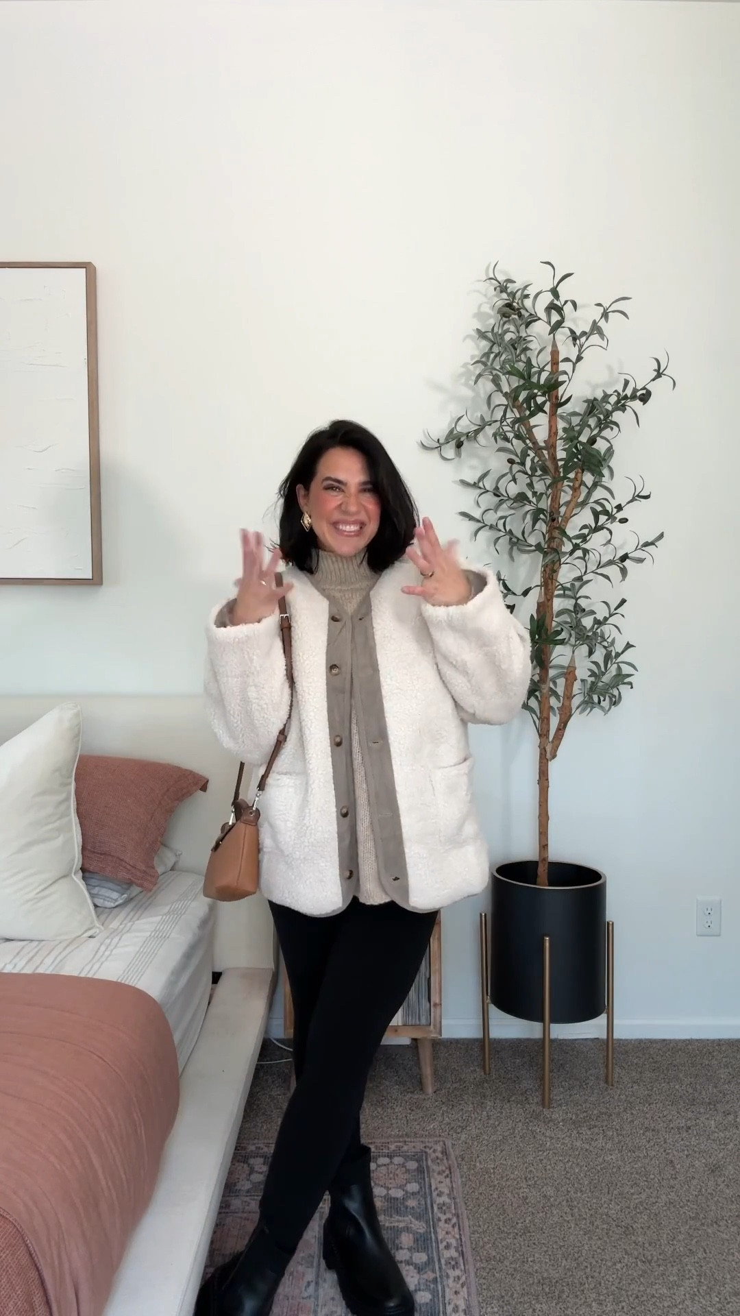 Bloated but need to look put together - leggings outfit for winter. Cozy stretchy leggings size M, sweater: M, jacket L. Boots TTS. 

Bra: L, code NINAFS15

Leggings style, size 10, midsize, mom style, easy outfit, winter outfit 

#LTKMidsize #LTKootd #LTKSeasonal