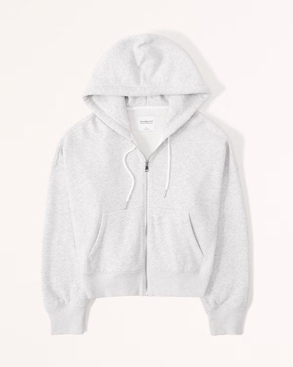 Women's Essential Ribbed Sunday Hooded Full-Zip | Women's Tops | Abercrombie.com | Abercrombie & Fitch (US)