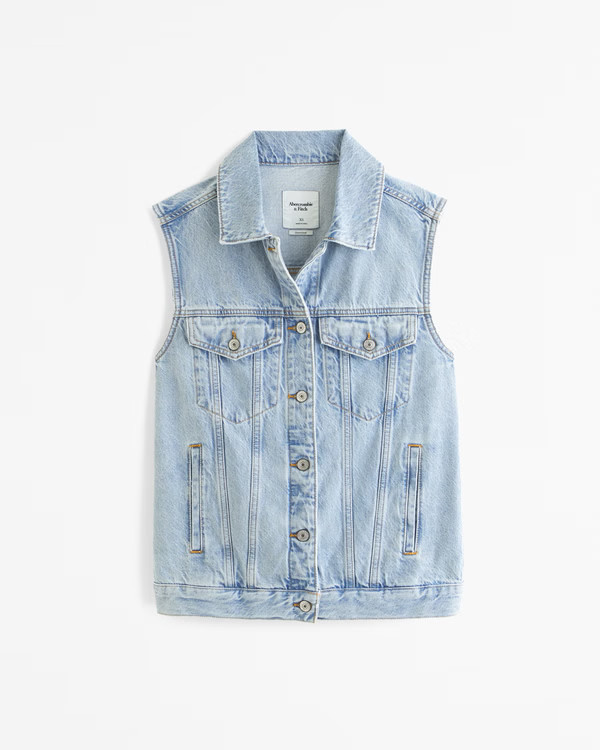 Women's Denim Trucker Vest | Women's Clearance | Abercrombie.com | Abercrombie & Fitch (US)